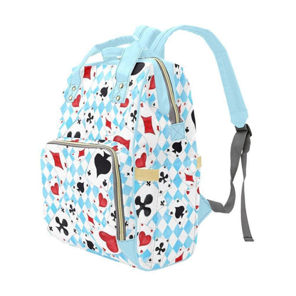 Playing Card Diaper Backpack, Blue Argyle Baby Organizer, Card Suit Nursery Bag, Travel Bag