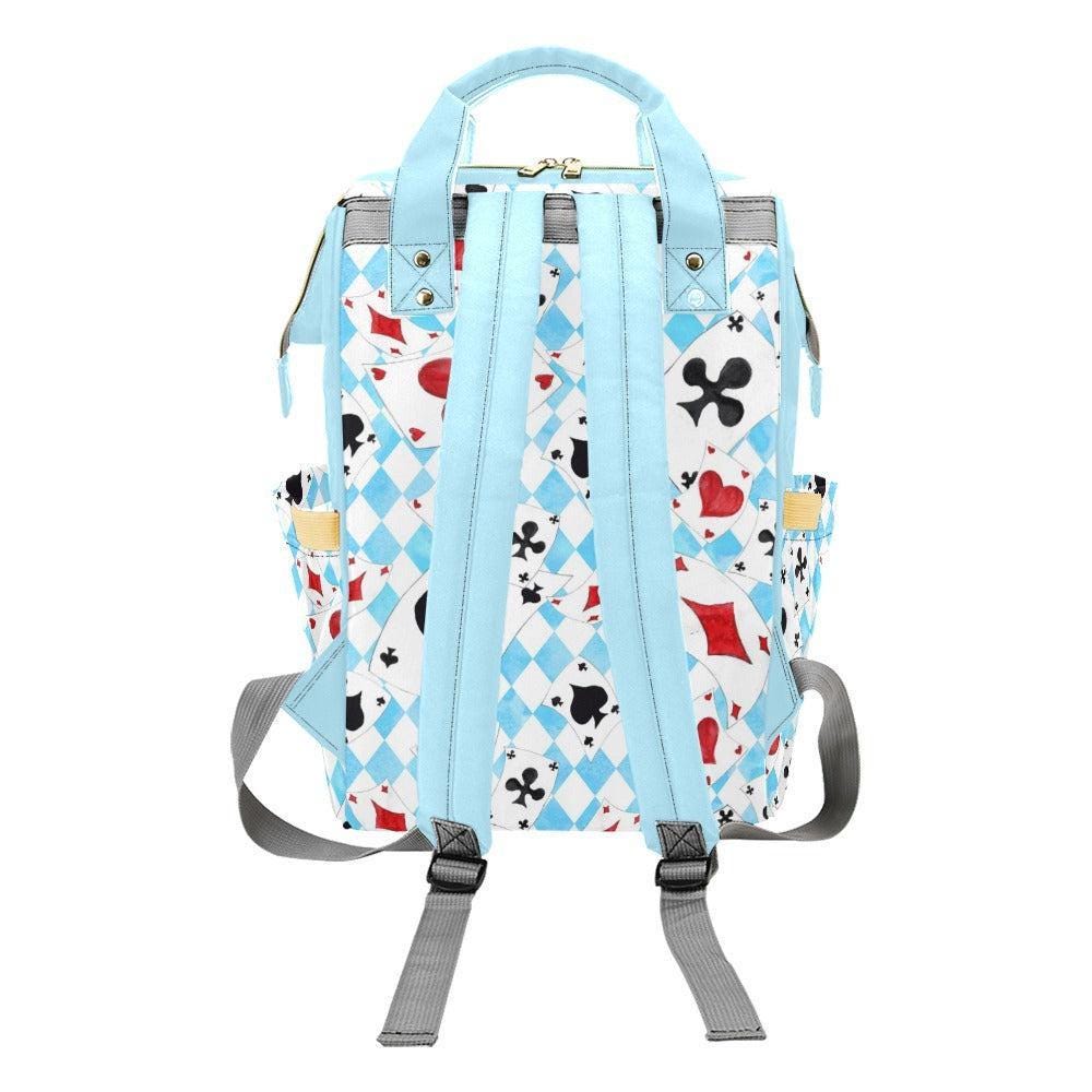 Playing Card Diaper Backpack, Blue Argyle Baby Organizer, Card Suit Nursery Bag, Travel Bag