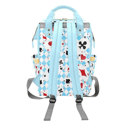 Playing Card Diaper Backpack, Blue Argyle Baby Organizer, Card Suit Nursery Bag, Travel Bag