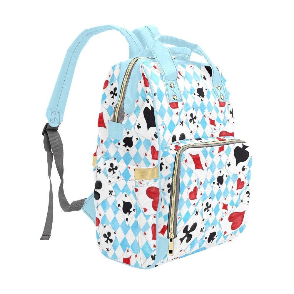 Playing Card Diaper Backpack, Blue Argyle Baby Organizer, Card Suit Nursery Bag, Travel Bag