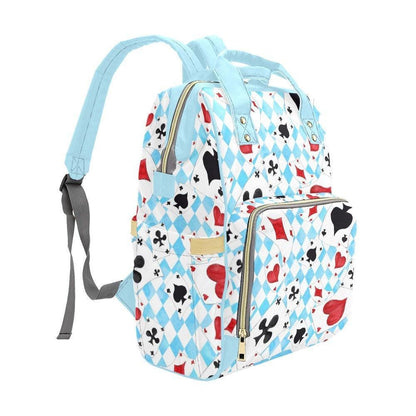 Playing Card Diaper Backpack, Blue Argyle Baby Organizer, Card Suit Nursery Bag, Travel Bag