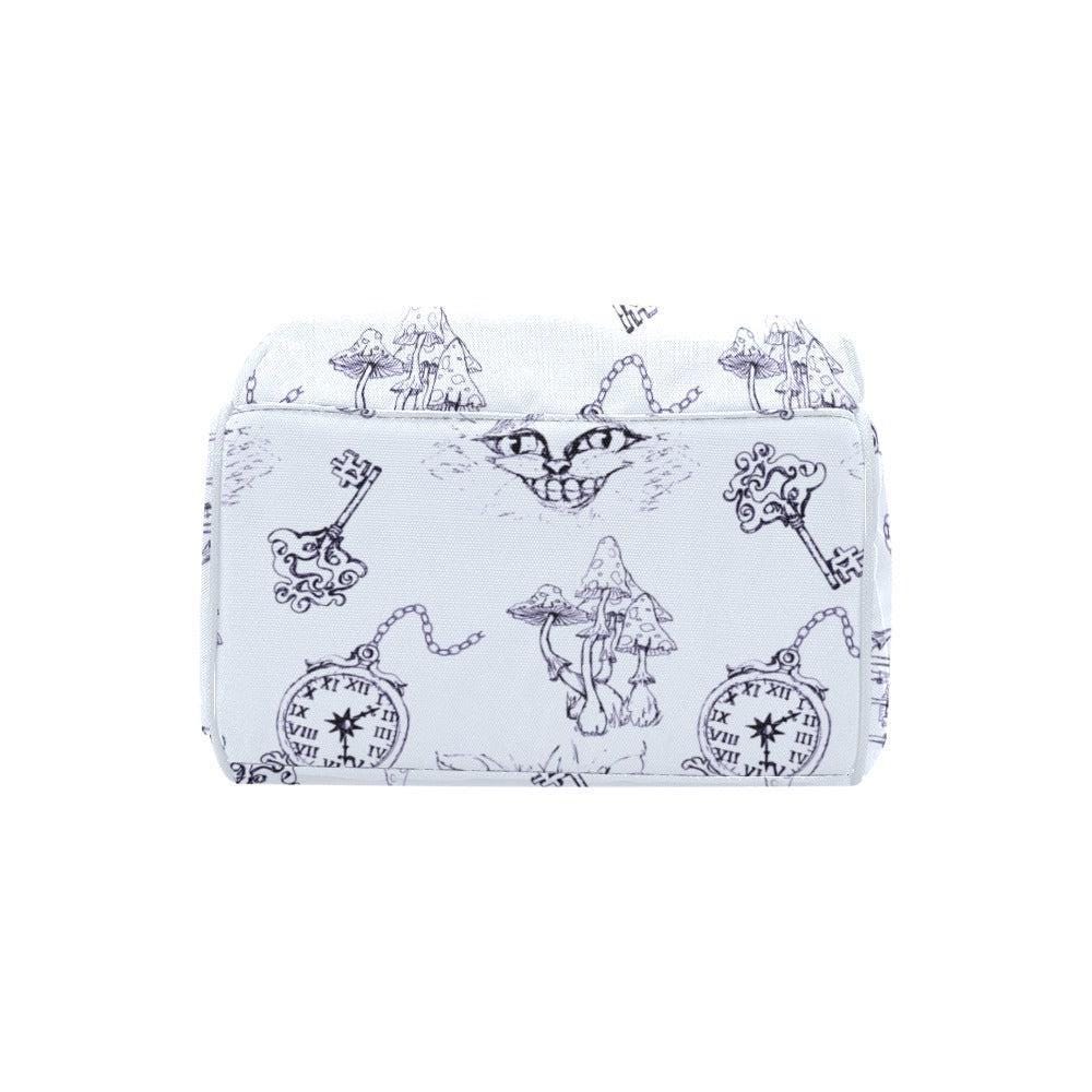 Pastel Diaper Bag Backpack, Whimsical Cat Clock Sketch Print, Baby Travel Bag