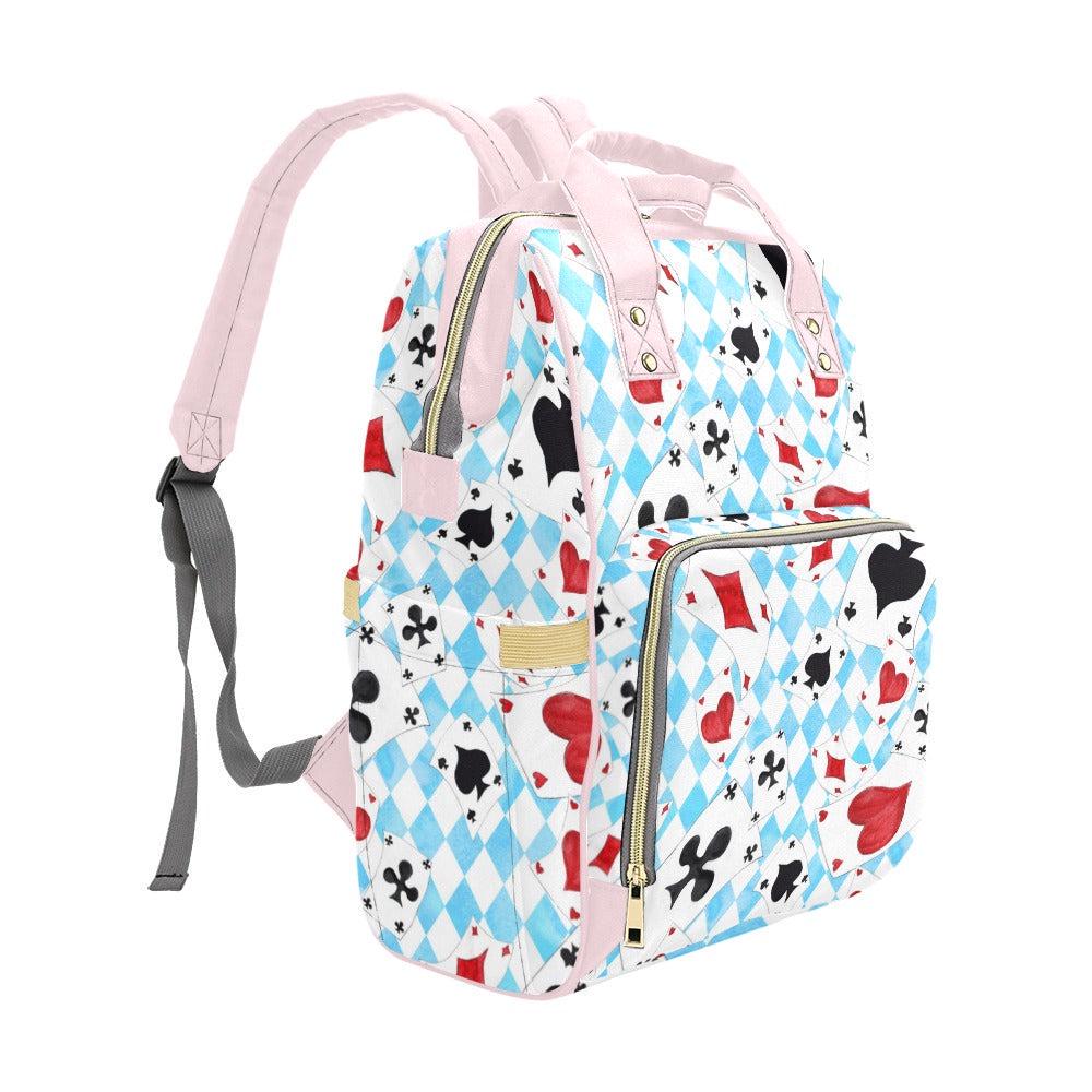 Alice in Wonderland Diaper Bag Backpack, Whimsical Print Mom Bag, Baby Travel Organizer