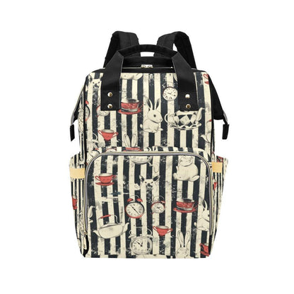 Gothic Tea Party Rabbit Diaper Bag Backpack, Whimsical Baby Travel Organizer