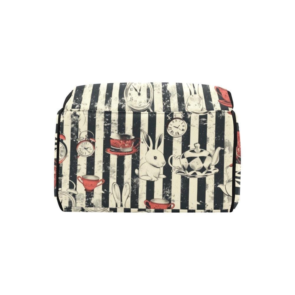 Gothic Tea Party Rabbit Diaper Bag Backpack, Whimsical Baby Travel Organizer