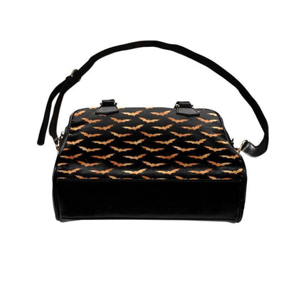 Bat print satchel purse, Halloween handbag, spooky black crossbody bag