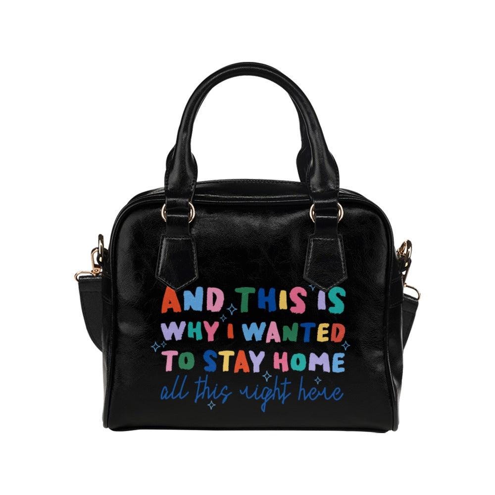 Introvert Girl Gift, Colorful Typography Slogan Purse, Top Handle Handbag, Black Satchel Bag
