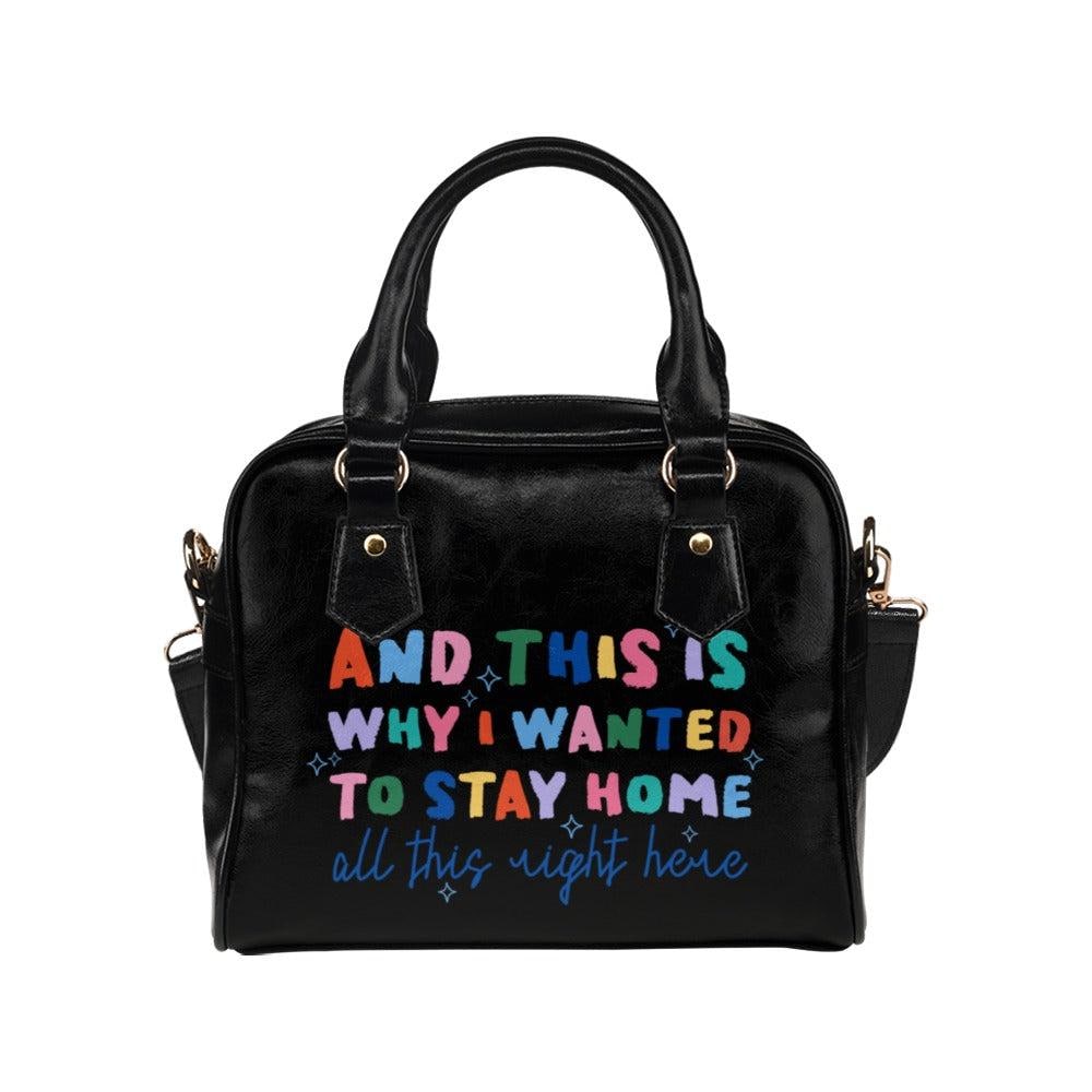 Introvert Girl Gift, Colorful Typography Slogan Purse, Top Handle Handbag, Black Satchel Bag