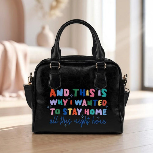 Introvert Girl Gift, Colorful Typography Slogan Purse, Top Handle Handbag, Black Satchel Bag
