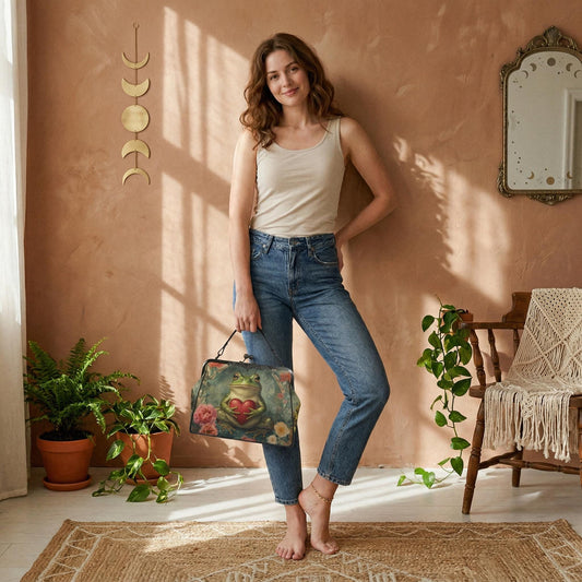 Frog Heart Kisslock Bag, Cottagecore Purse, Fairycore Handbag