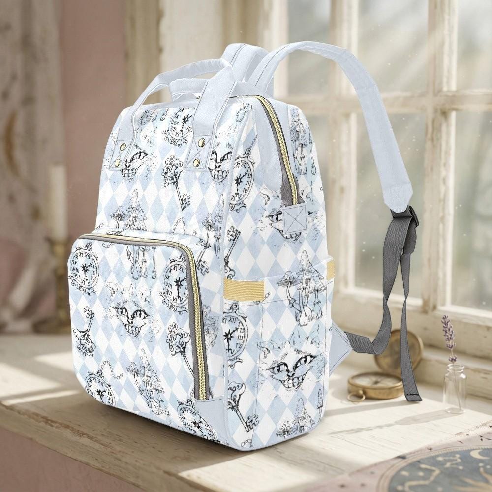 Storybook Diaper Bag Backpack, Fantasy Clock Key Print, Baby Travel Organizer