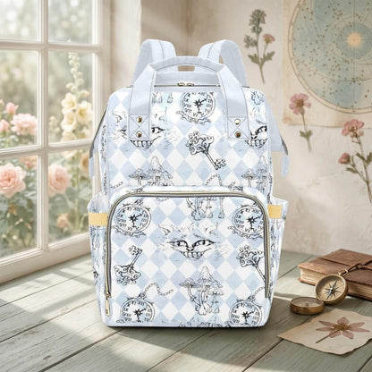 Storybook Diaper Bag Backpack, Fantasy Clock Key Print, Baby Travel Organizer