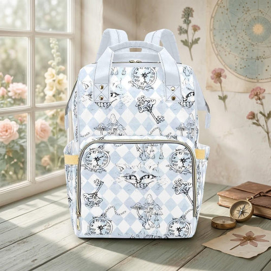 Storybook Diaper Bag Backpack, Fantasy Clock Key Print, Baby Travel Organizer