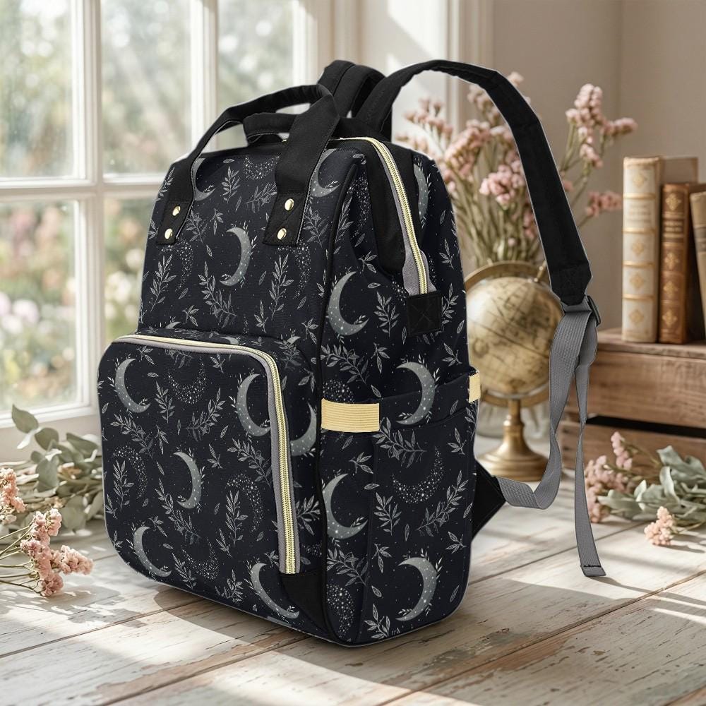 Pastel Witchy Diaper Backpack, Creepy Cute Goth Baby Bag, Spooky Mom Gear