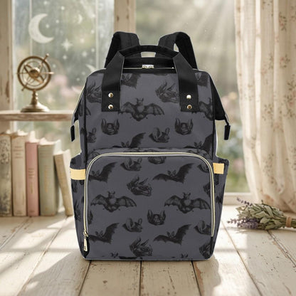 Bat Print Diaper Backpack, Baby Bag Travel Organizer, Night Bat Pattern