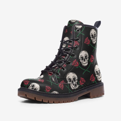 Skull Rose Combat Boots