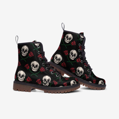 Skull Rose Combat Boots