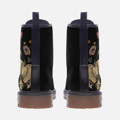 Floral Skull Combat Boots, Occult Rose Footwear, Gothic Witchy Alternative Style
