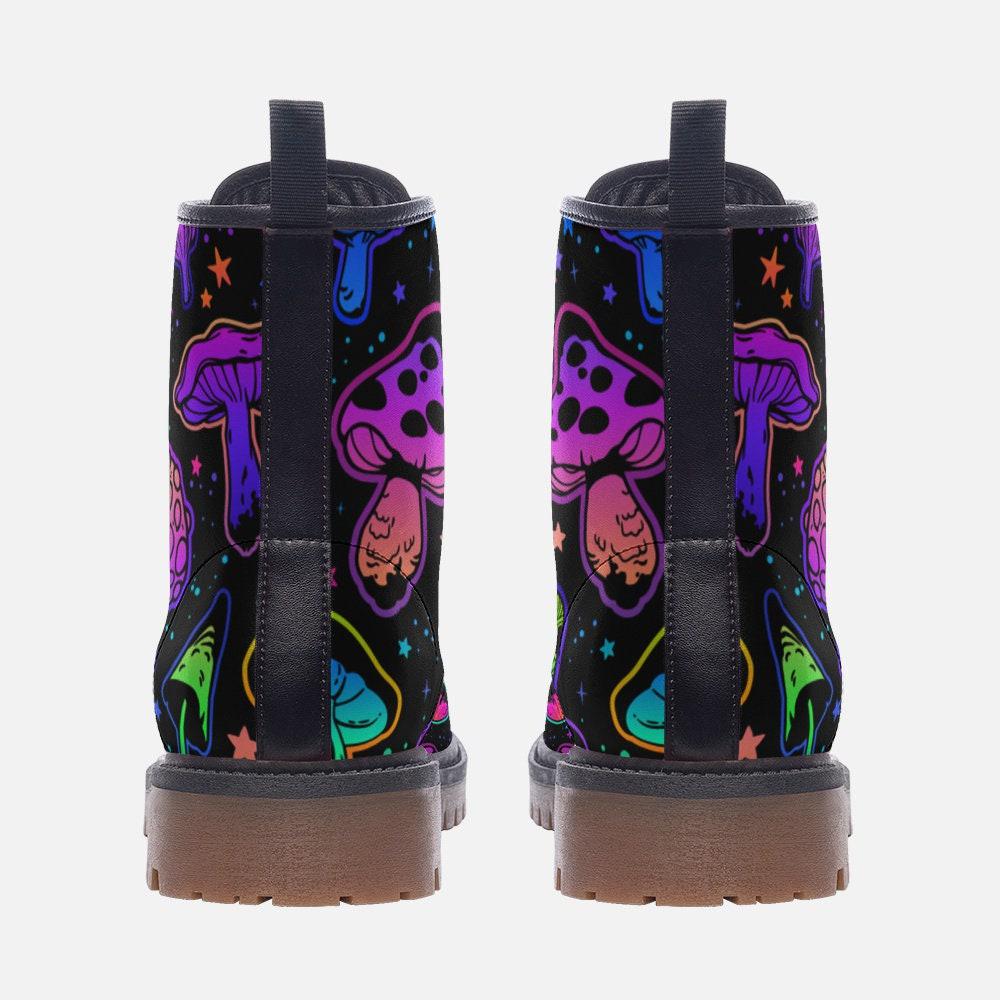 Goblincore Mushroom Combat Boots Vegan Witchcore Festival Faecore Butterfly Print Woodland Footwear