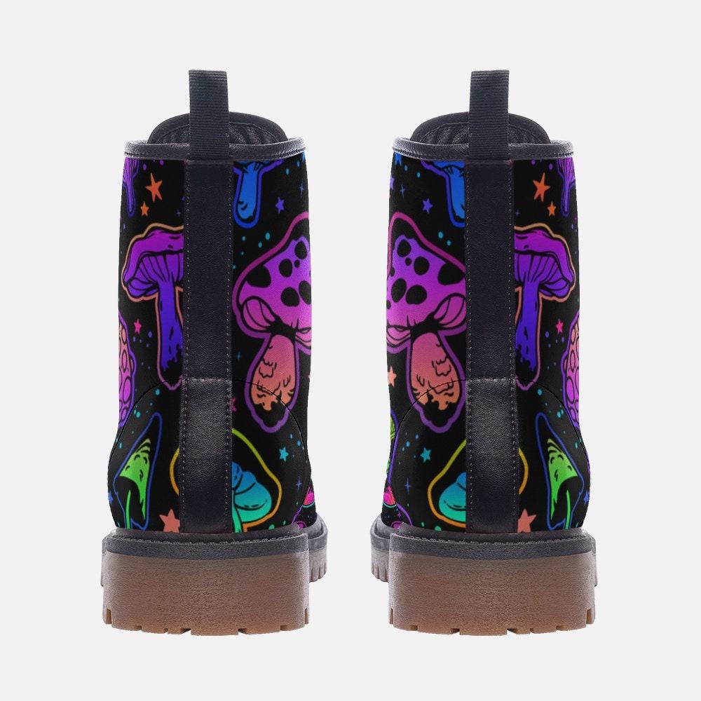 Goblincore Mushroom Combat Boots Vegan Witchcore Festival Faecore Butterfly Print Woodland Footwear