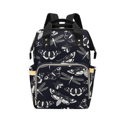Diaper Bag Backpack, Insect Print Baby Travel Bag, Moth Dragonfly Mom Backpack