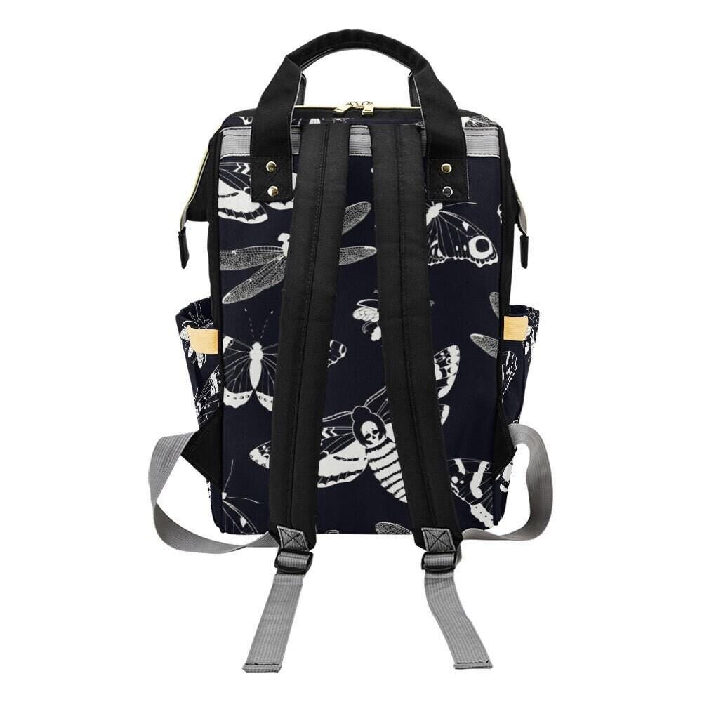 Diaper Bag Backpack, Insect Print Baby Travel Bag, Moth Dragonfly Mom Backpack