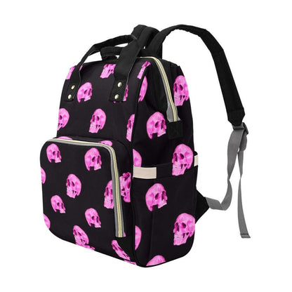 Neon Mushroom Print Diaper Backpack, Celestial Witchy Mom Bag, Spooky Travel Baby Bag
