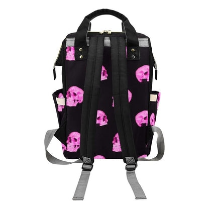 Neon Mushroom Print Diaper Backpack, Celestial Witchy Mom Bag, Spooky Travel Baby Bag