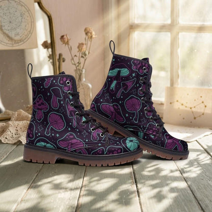 Goblincore Mushroom Boots Vegan Footwear Festival Shoes Unisex Woodland Combat Platform Boots