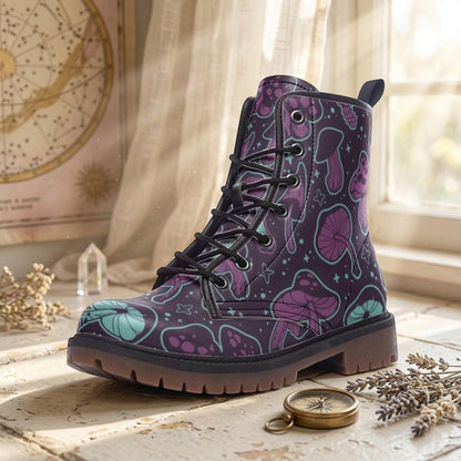 Goblincore Mushroom Boots Vegan Footwear Festival Shoes Unisex Woodland Combat Platform Boots