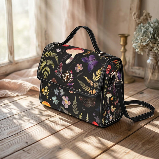 Midnight Butterfly Satchel, Celestial Insect Print Crossbody Bag, Gothic Fairycore Tote