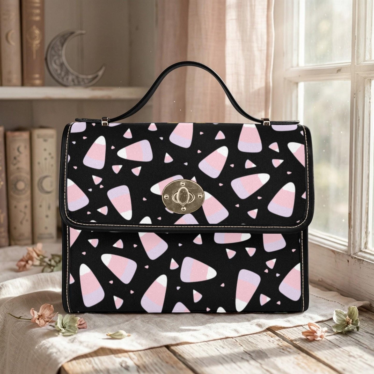 Candy Corn Handbag, Pastel Goth Purse, Cute Halloween Top Handle Bag