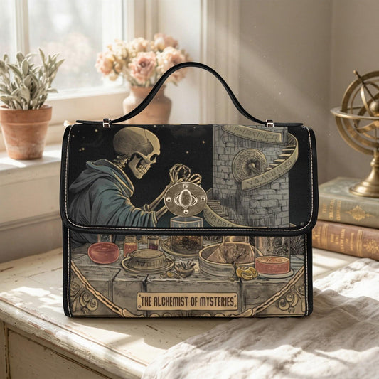 Dark Academia Alchemist Satchel, Gothic Skeleton Bag, Occult Vintage Apothcary Handbag