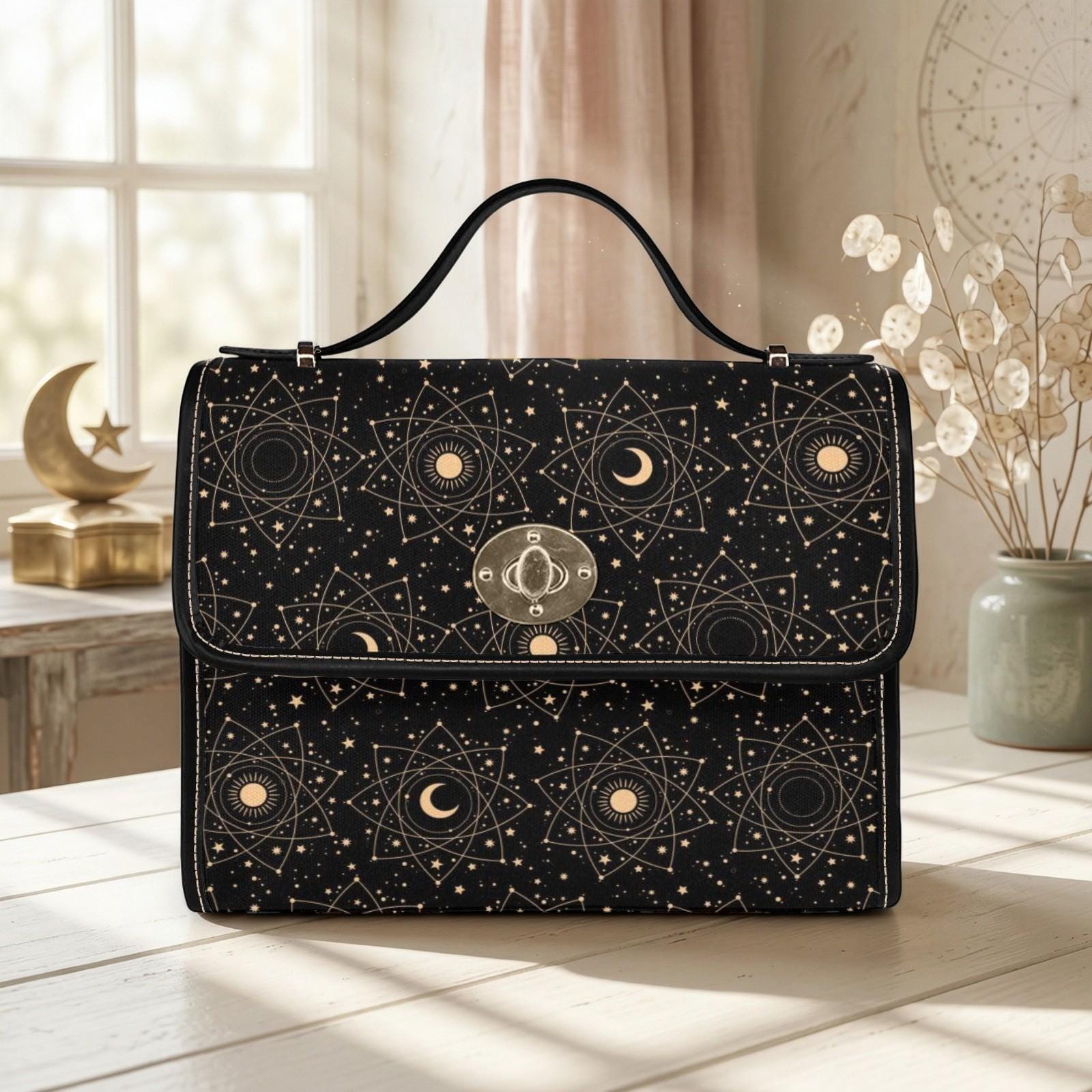 Astrology Moon Sun Satchel, Celestial Witchy Bag, Occult Star Purse