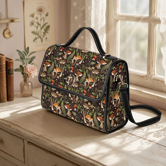 Cottagecore Mushroom Satchel Bag, Witchy Forest Handbag, Botanical Woodland Purse for Nature Lovers