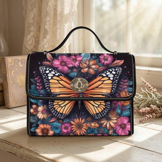 Monarch Butterfly Floral Bag, Whimsical Garden Purse, Fairycore Crossbody, Spring Nature Handbag