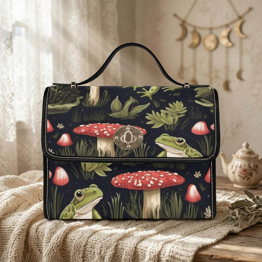 Frog Mushroom Satchel, Cottagecore Fairycore Crossbody Bag, Woodland Gift, Nature-Inspired Purse