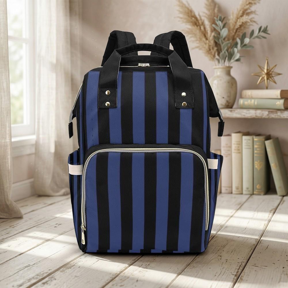 Blue Stripe Diaper Backpack, Baby Travel Bag, Modern Mom Backpack