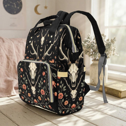 Western Diaper Bag Backpack, Boho Deer Skull Baby Bag, Stroller Organizer