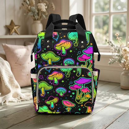 Neon Mushroom Diaper Backpack
