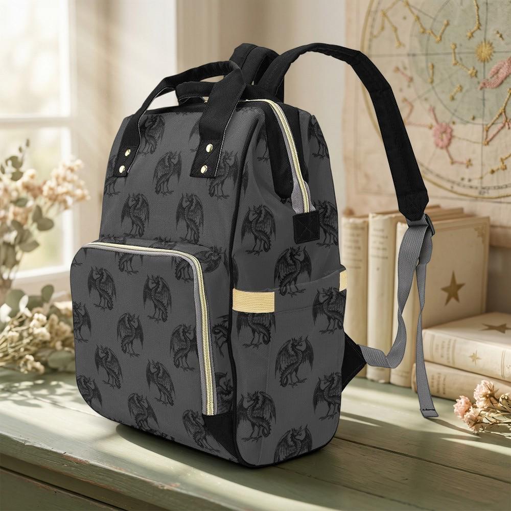 Dragon Diaper Backpack, Gothic Baby Travel Bag, Fantasy Nursery Organizer for New Parents