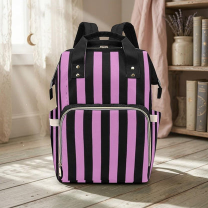Purple Stripe Backpack, Goth School Bag, Alt Fashion Laptop Bag, Edgy Travel Backpack