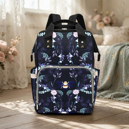 Botanical Bee Diaper Backpack, Floral Mom Bag, Stroller Organizer