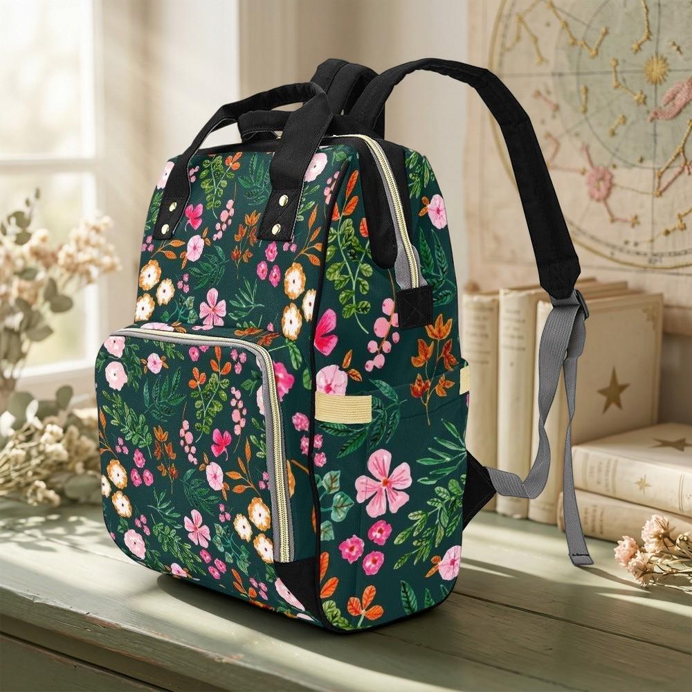 Floral Mom Backpack, Botanical Diaper Bag, Garden Stroller Organizer