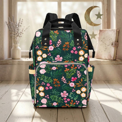 Floral Mom Backpack, Botanical Diaper Bag, Garden Stroller Organizer
