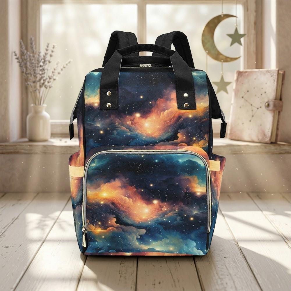 Galaxy Diaper Backpack, Space Mom Bag, Baby Travel Backpack, Celestial Nursery Organizer
