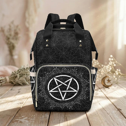 Pentagram Occult Backpack, Witchy Festival Diaper Bag, Dark Academia Satchel, Mystical Travel Bag