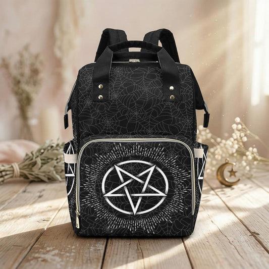 Pentagram Occult Backpack, Witchy Festival Diaper Bag, Dark Academia Satchel, Mystical Travel Bag