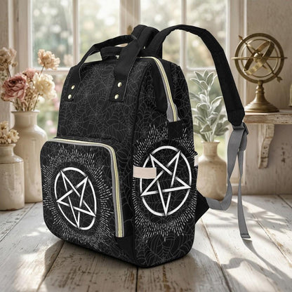 Pentagram Occult Backpack, Witchy Festival Diaper Bag, Dark Academia Satchel, Mystical Travel Bag