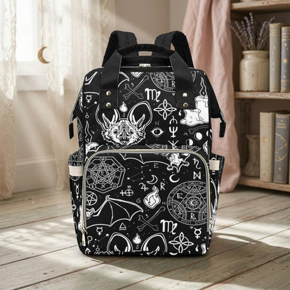 Gothic Diaper Bag Backpack Witchy Mom Baby Travel Bag Nursery Organizer